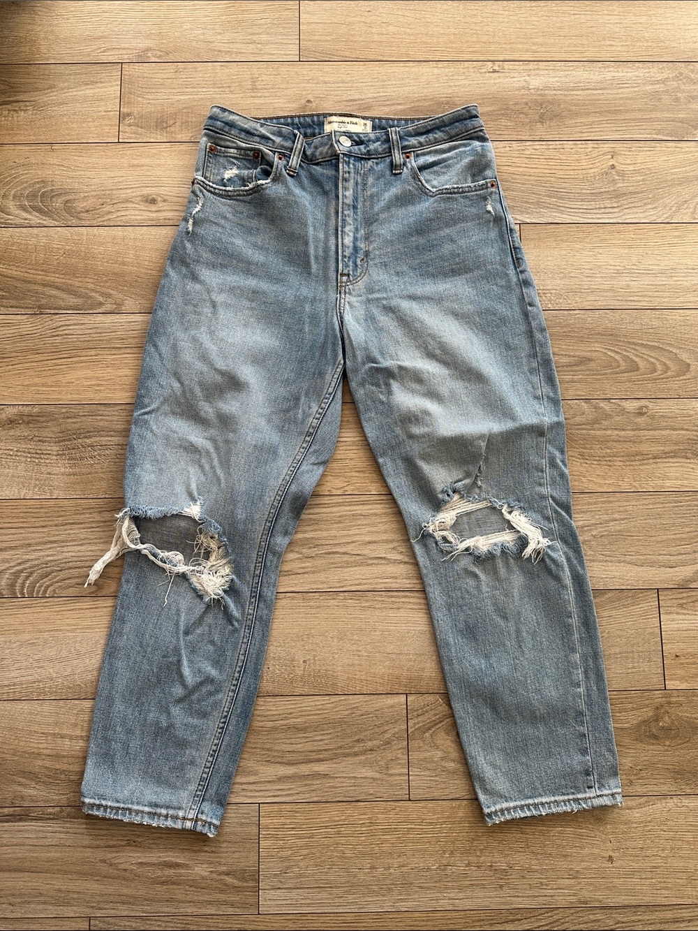 “The Mom” High-Rise Distressed Light Blue Women's Jeans